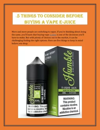 Awesome place to buy the best e-liquid in the USA- Humble Juice Co.