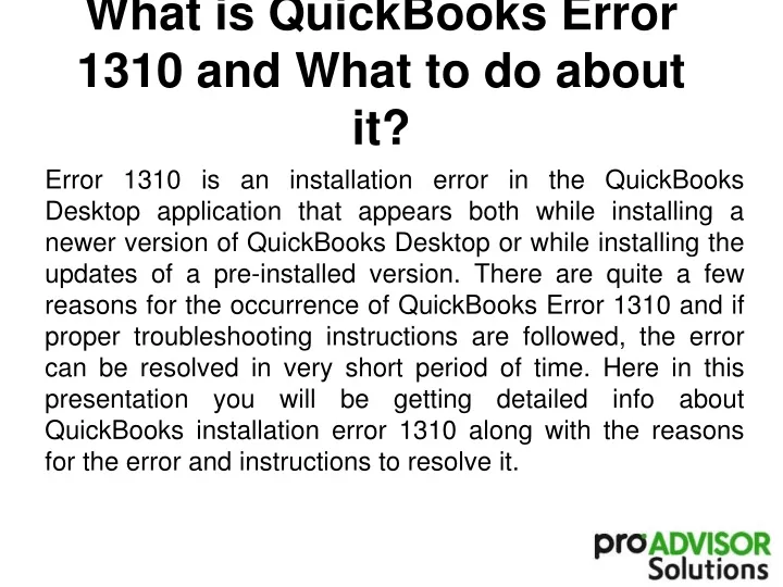 what is quickbooks error 1310 and what to do about it