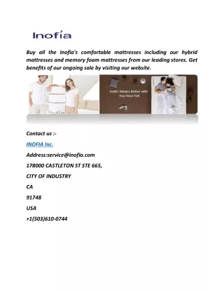 buy all the inofia s comfortable mattresses