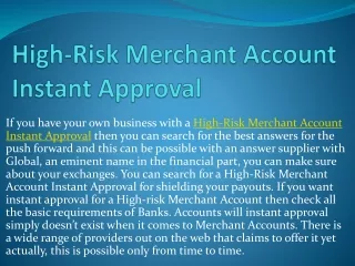 High-Risk Merchant Account Instant Approval