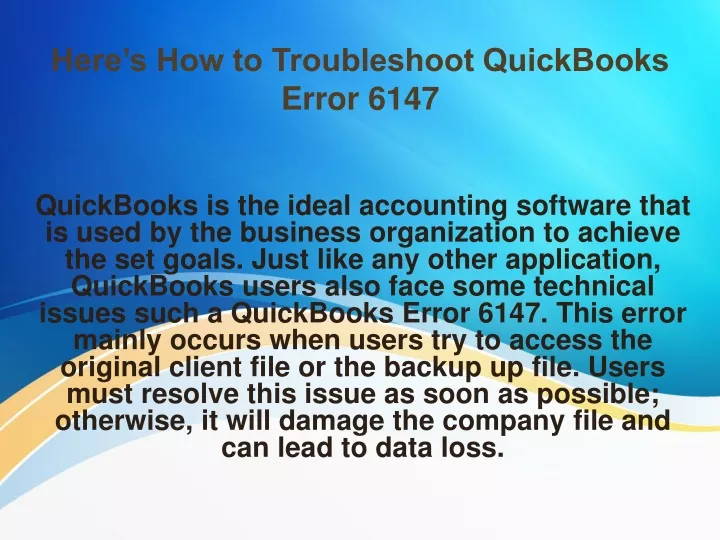 here s how to troubleshoot quickbooks error 6147