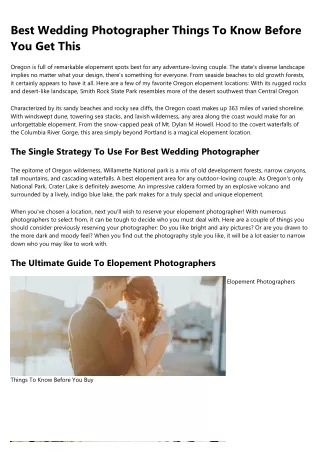 How to Master elopement photographer in 6 Simple Steps