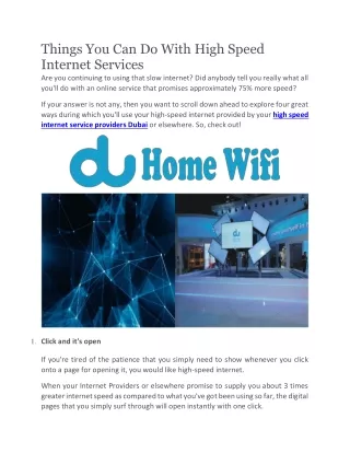 Get Du Home Internet Packages | Du Home Internet Packages