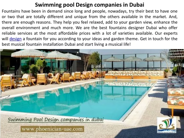 swimming pool design companies in dubai fountains
