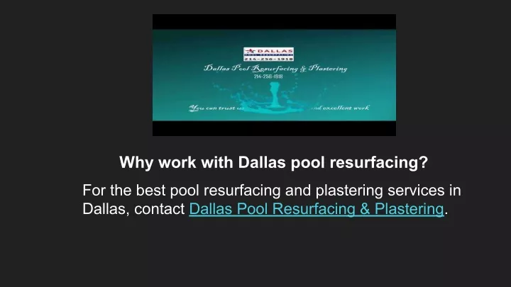 why work with dallas pool resurfacing