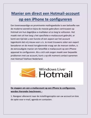 Manier om direct een Hotmail-account op een iPhone te configureren