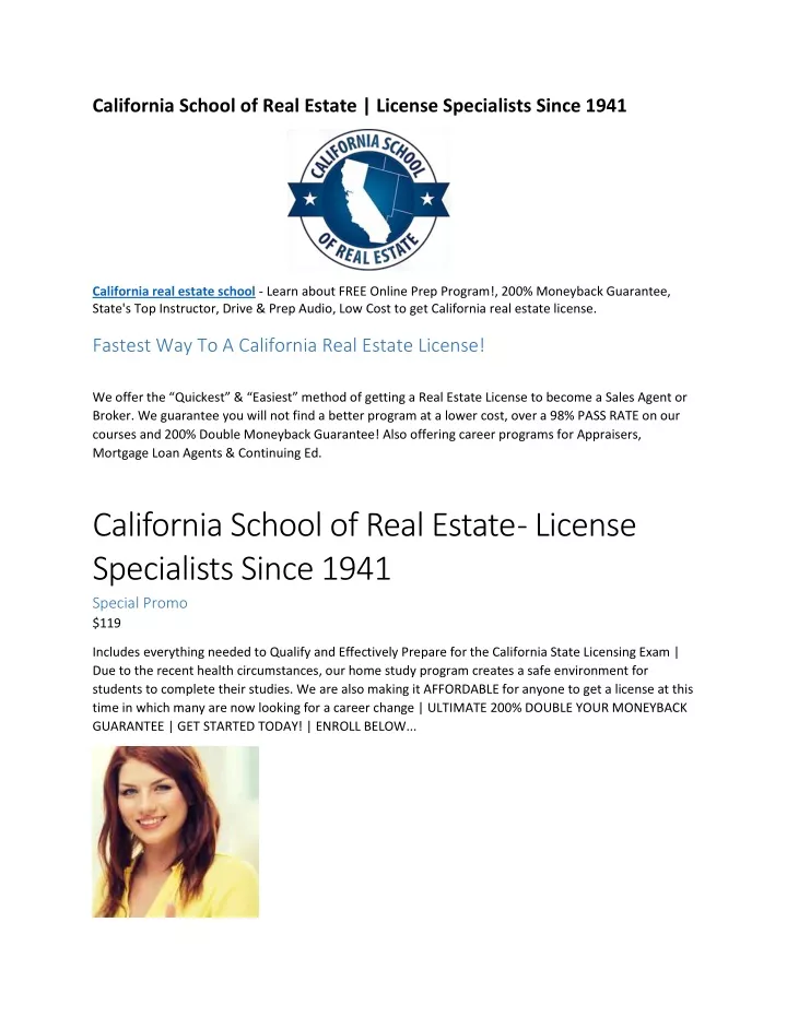 california school of real estate license