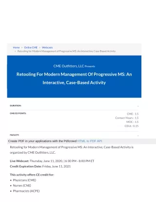 Retooling for Modern Management of Progressive MS: An Interactive, Case-Based Activity | Register for Nurse practitioner