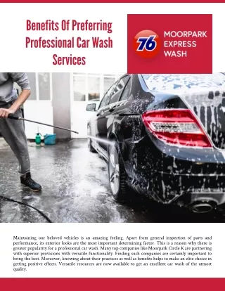 Benefits Of Preferring Professional Car Wash Services