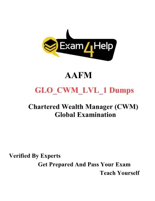 Excellent AAFM GLO_CWM_LVL_1 Dumps PDF |GLO_CWM_LVL_1 Exam Practice