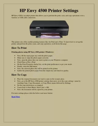 hp envy 4500 printer settings