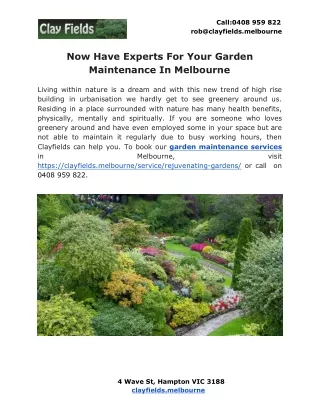 call 0408 959 822 rob@clayfields melbourne