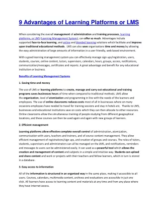 9 advantages of learning platforms or lms