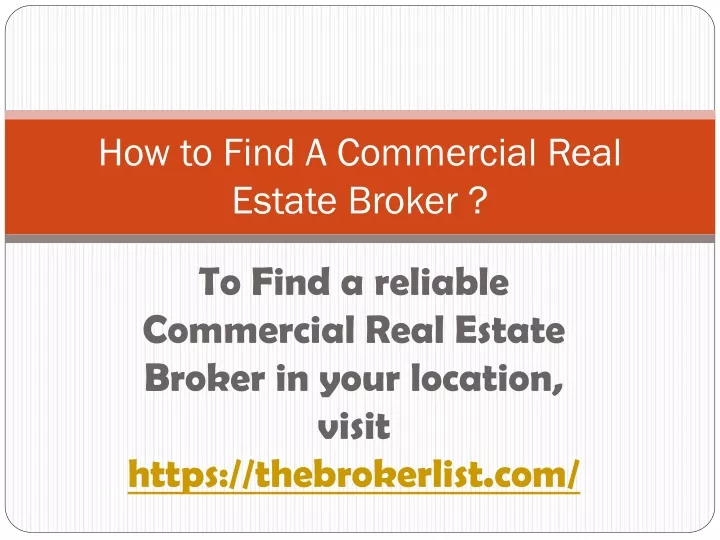 how to find a commercial real estate broker