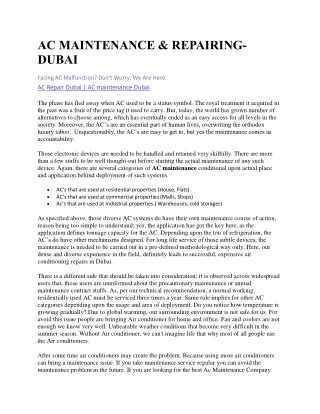 AC MAINTENANCE & REPAIRING- DUBAI