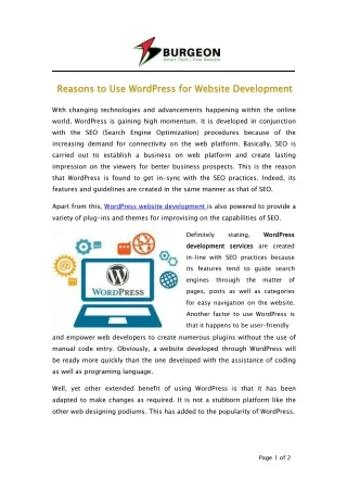 Reasons to Use WordPress for Website Development