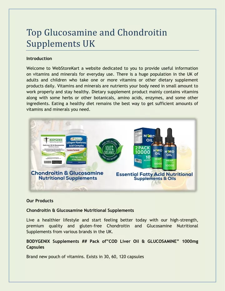 top glucosamine and chondroitin supplements uk