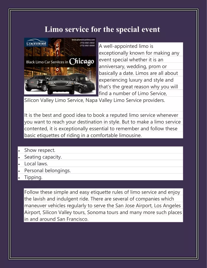 limo service for the special event