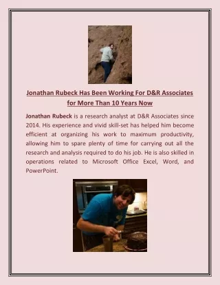 jonathan rubeck has been working
