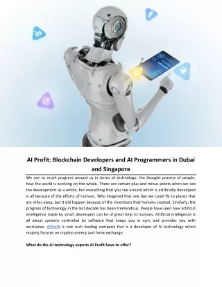 AI Profit- Blockchain Developers and AI Programmers in Dubai and Singapore