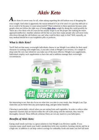 Read "Customer  Reviews" Before Buying Aktiv Keto!