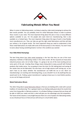 fabricating metals when you need