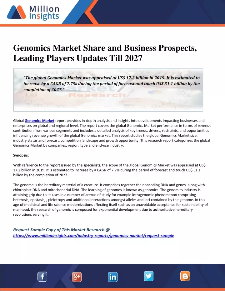 genomics market share and business prospects