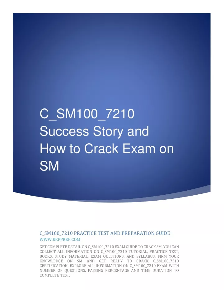 c sm100 7210 success story and how to crack exam