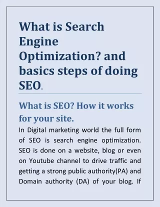 What is Search engine optimization and the main factors of doing seo.