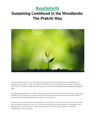 Sustaining Livelihood in the Woodlands- The Prakriti Way