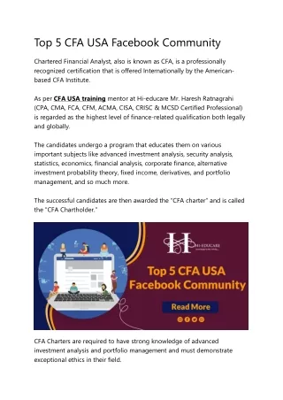top 5 cfa usa facebook community