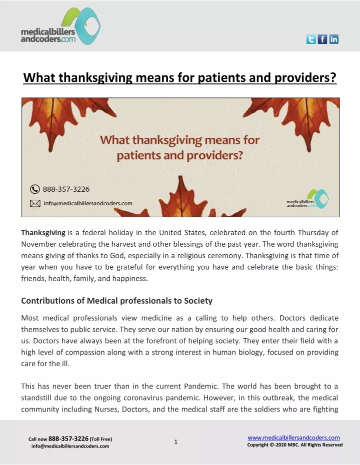 what thanksgiving means for patients and providers