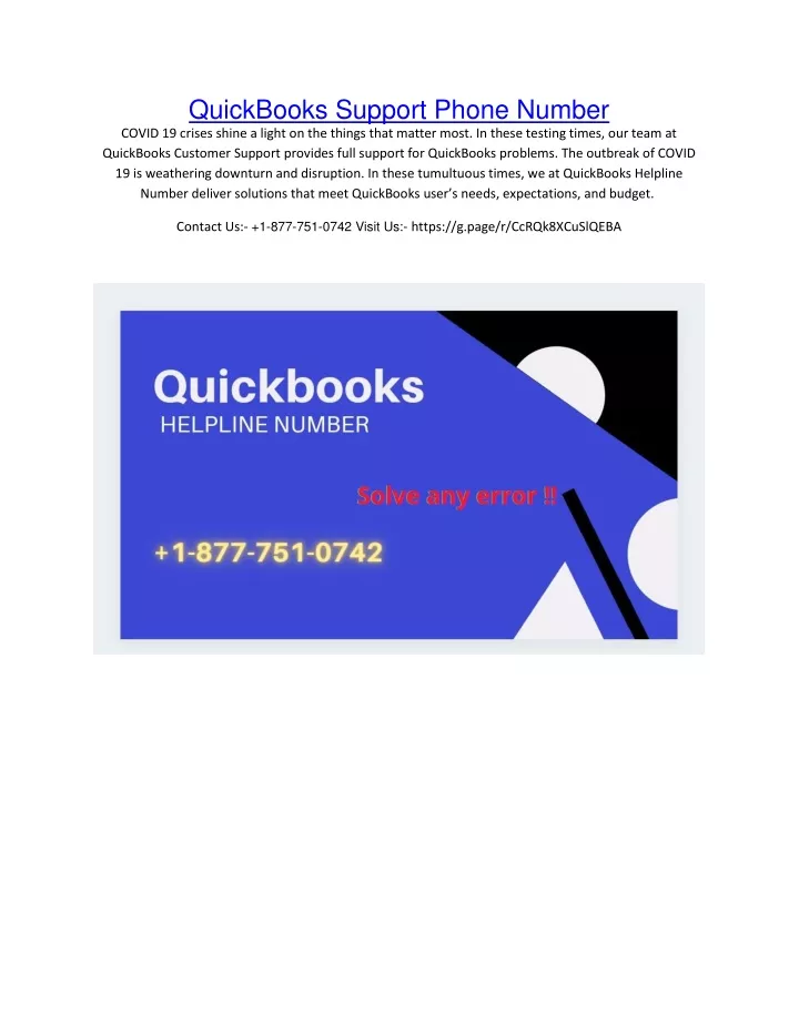 quickbooks support phone number covid 19 crises