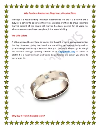 Why Purchase Anniversary Rings from a Reputed Store