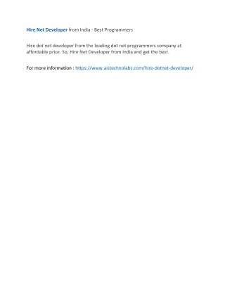 hire net developer from india best programmers