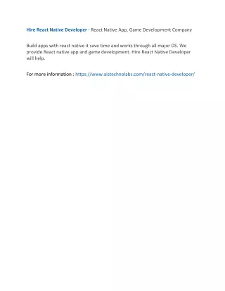 hire react native developer react native app game