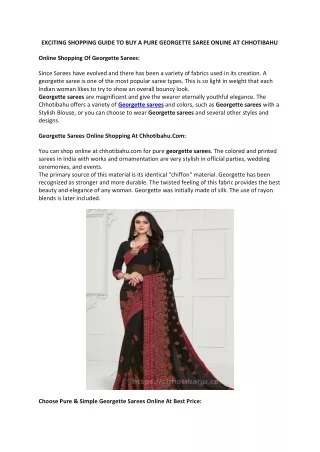 exciting shopping guide to buy a pure georgette