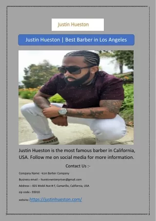 Justin Hueston | Best Barber in Los Angeles