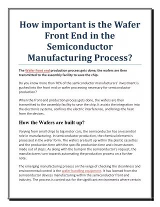 how important is the wafer front