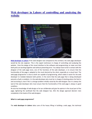 web developer in lahore of controlling