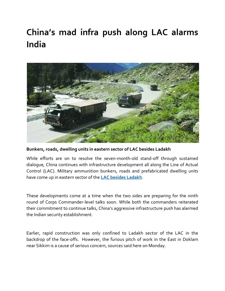 china s mad infra push along lac alarms india