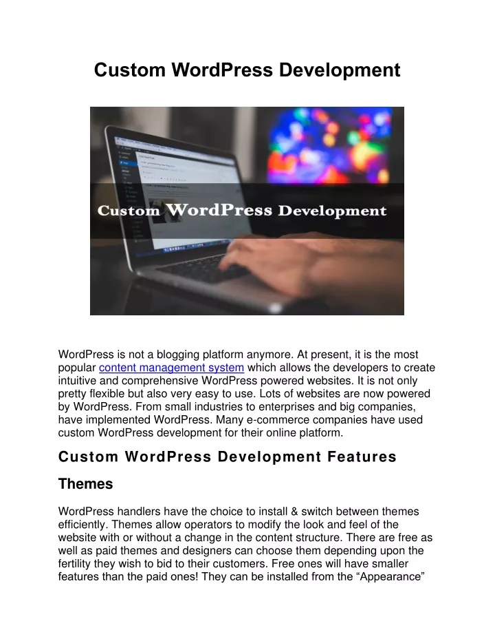 custom wordpress development