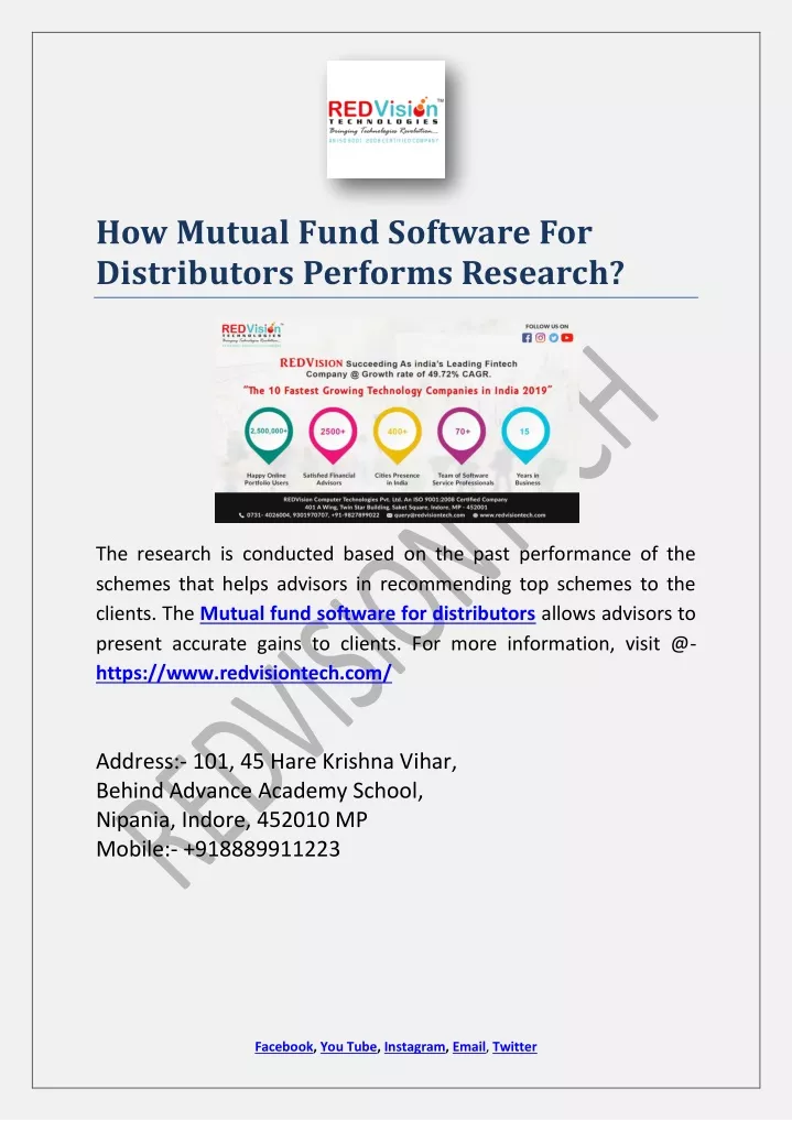 how mutual fund software for distributors