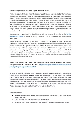 global parking management market report forecasts