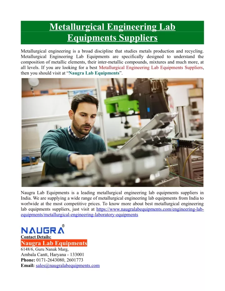 metallurgical engineering lab equipments suppliers