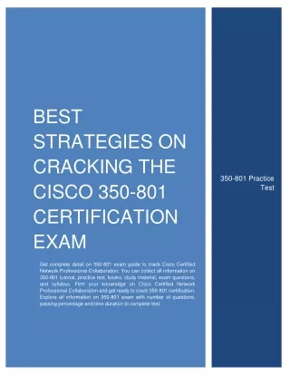 Best Strategies On Cracking the Cisco 350-801 Certification Exam