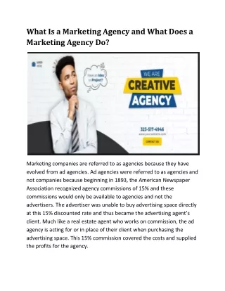 What Is a Marketing Agency and What Does a Marketing Agency Do?
