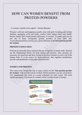 HOW CAN WOMEN BENEFIT FROM PROTEIN POWDERS?