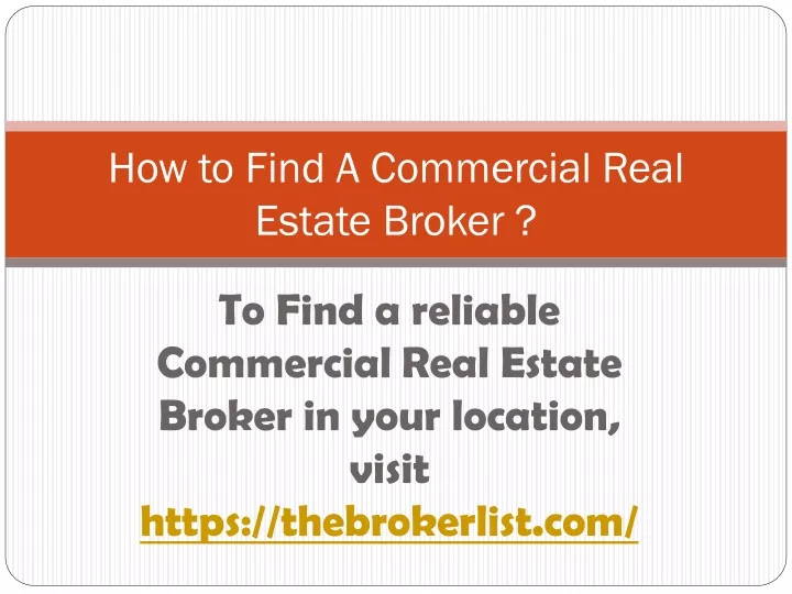 how to find a commercial real estate broker