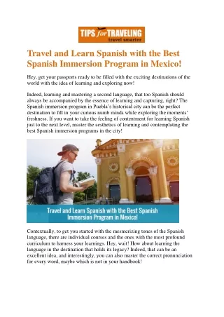 Travel and Learn Spanish with the Best Spanish Immersion Program in Mexico!